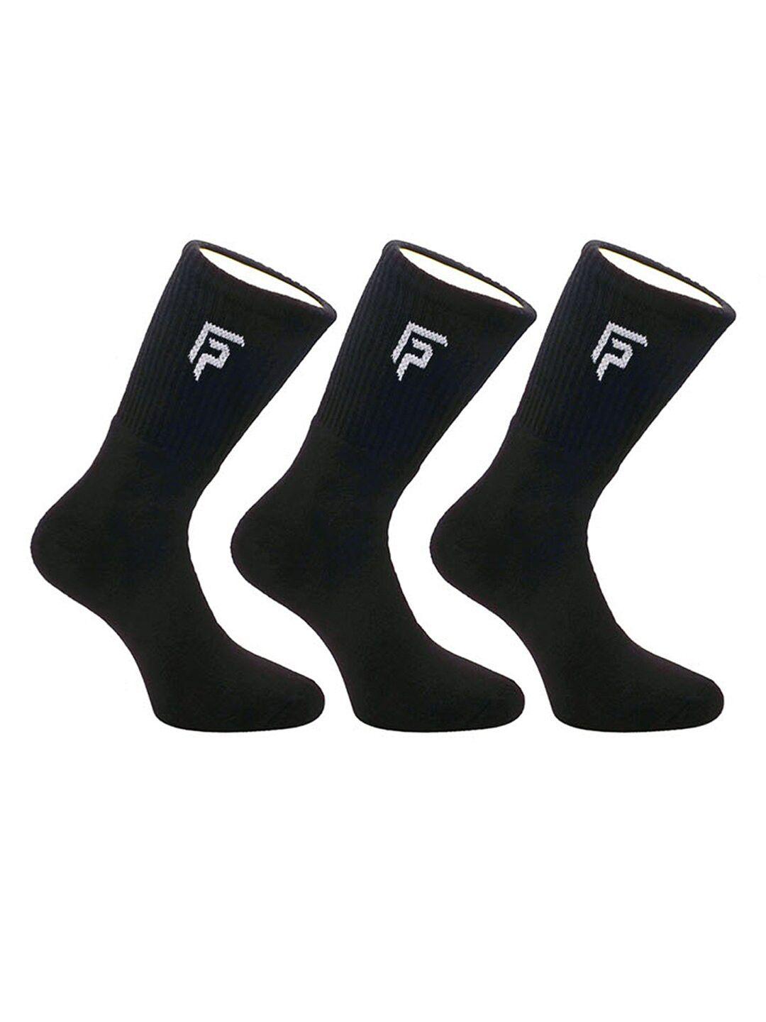 footprints pack of 3 black solid bamboo cotton calf length socks