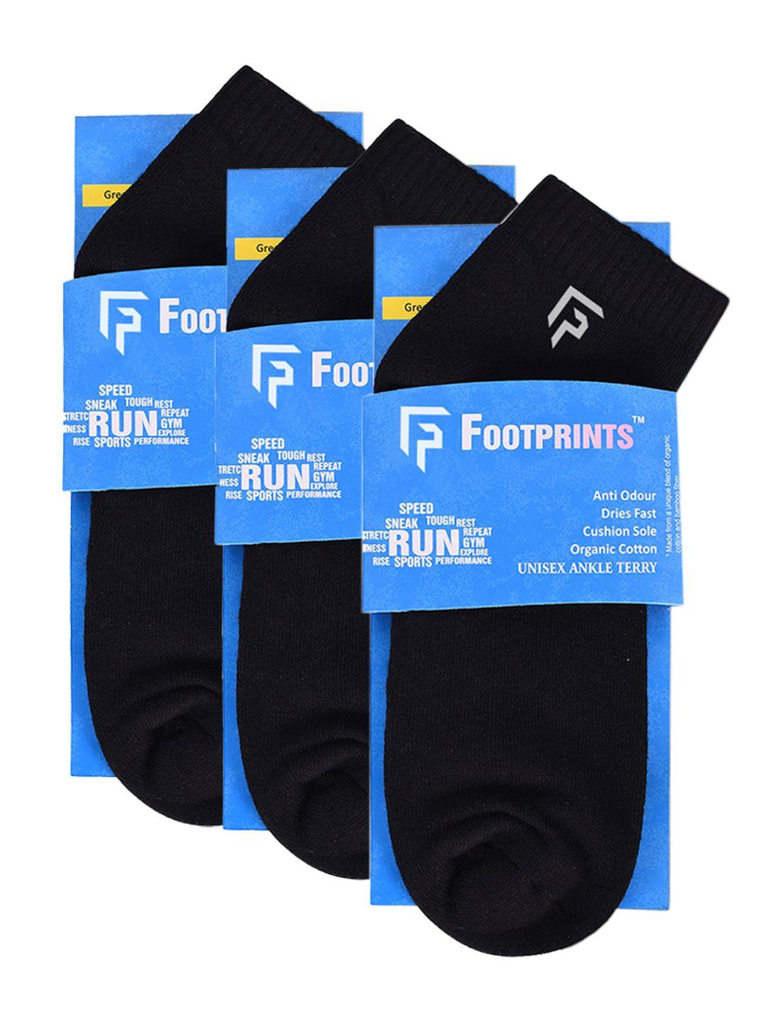 footprints pack of 3 solid ankle length socks