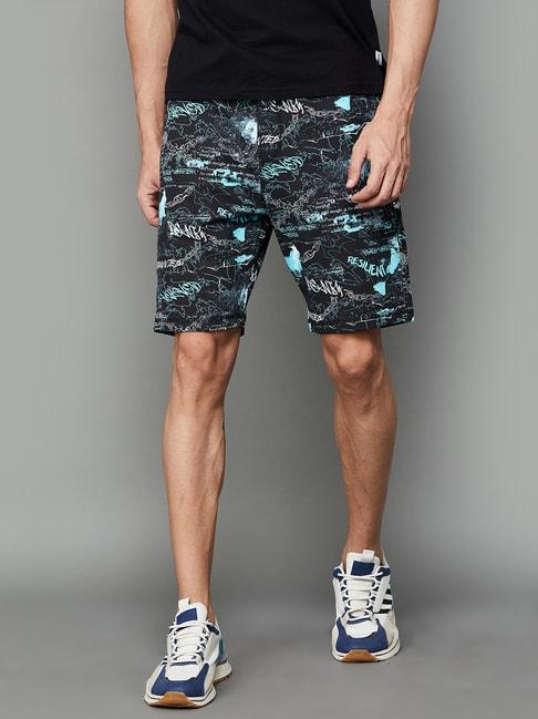 forca by lifestyle black regular fit printed shorts