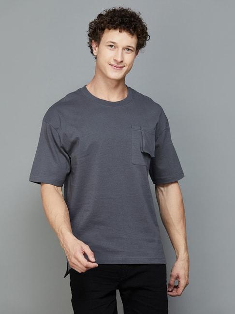 forca by lifestyle dark grey regular fit crew t-shirt