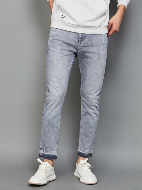 forca by lifestyle light grey cotton regular fit jeans