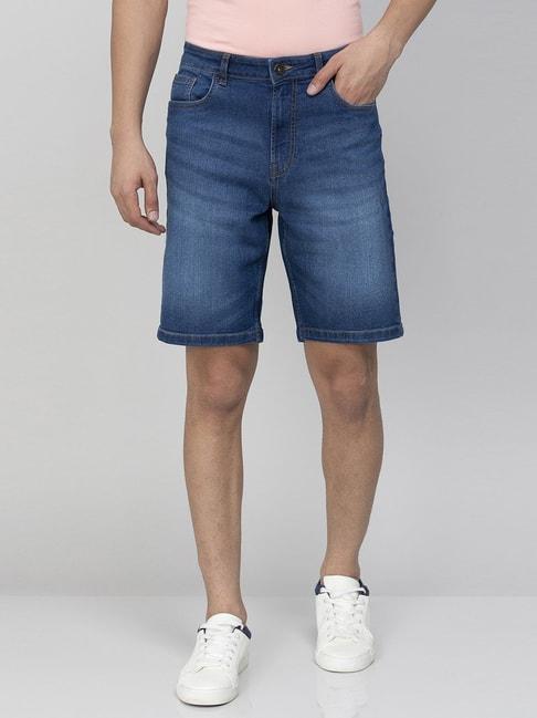 forca by lifestyle mid blue regular fit denim shorts