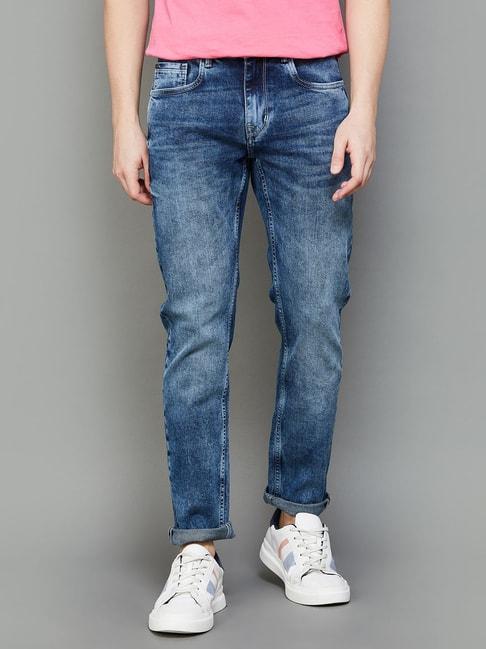 forca by lifestyle mid blue slim tapered fit jeans