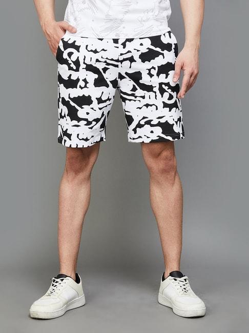 forca by lifestyle white cotton regular fit printed shorts