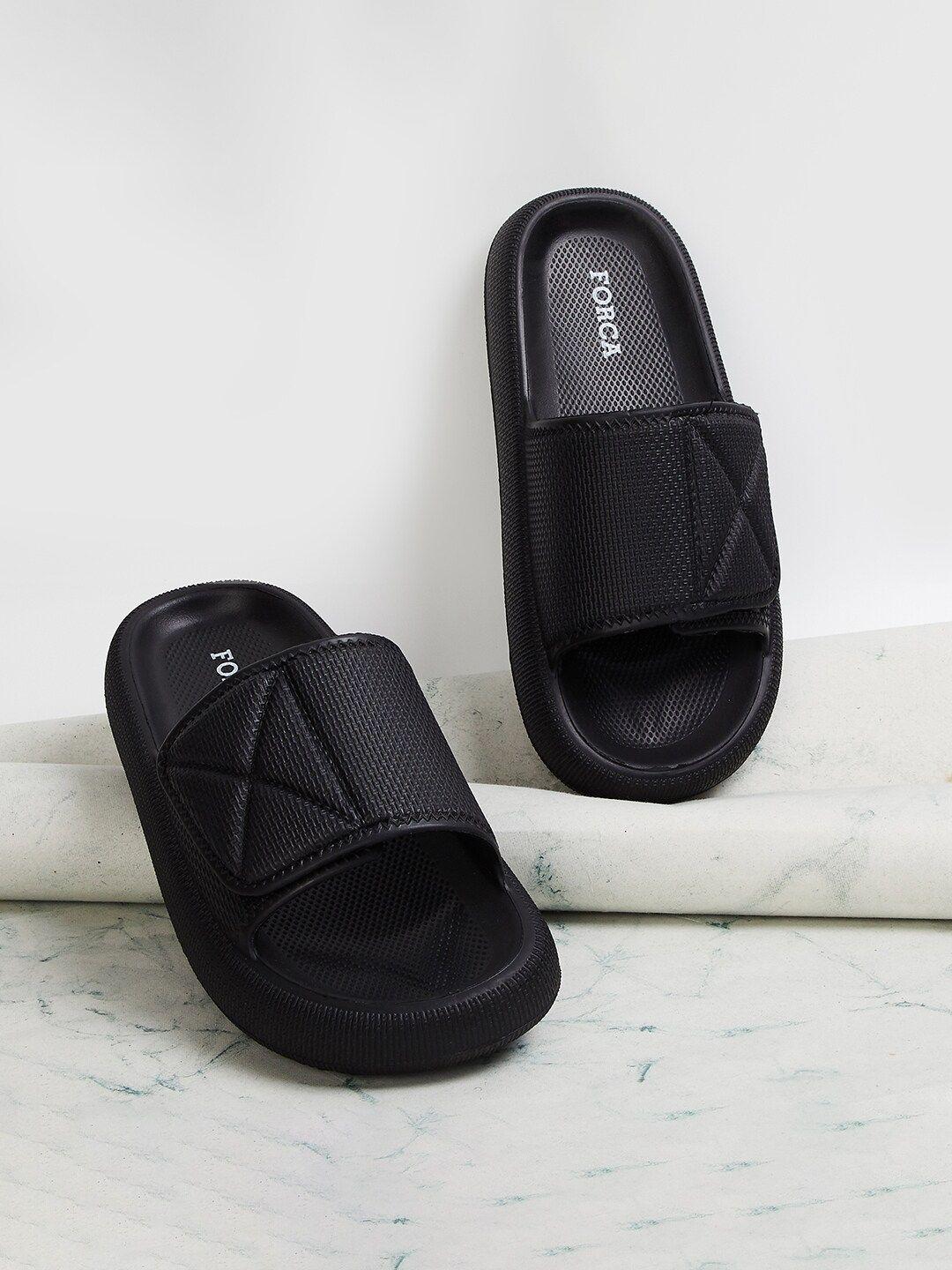 forca men textured rubber sliders with velcro closure