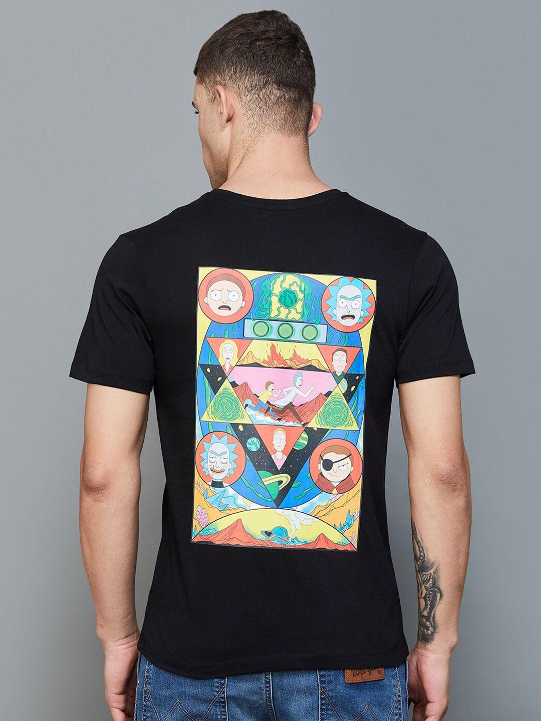 forca ricky & morty printed cotton slim fit t-shirt