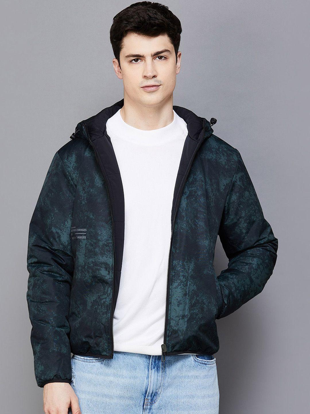 forca abstract printed hooded padded jacket