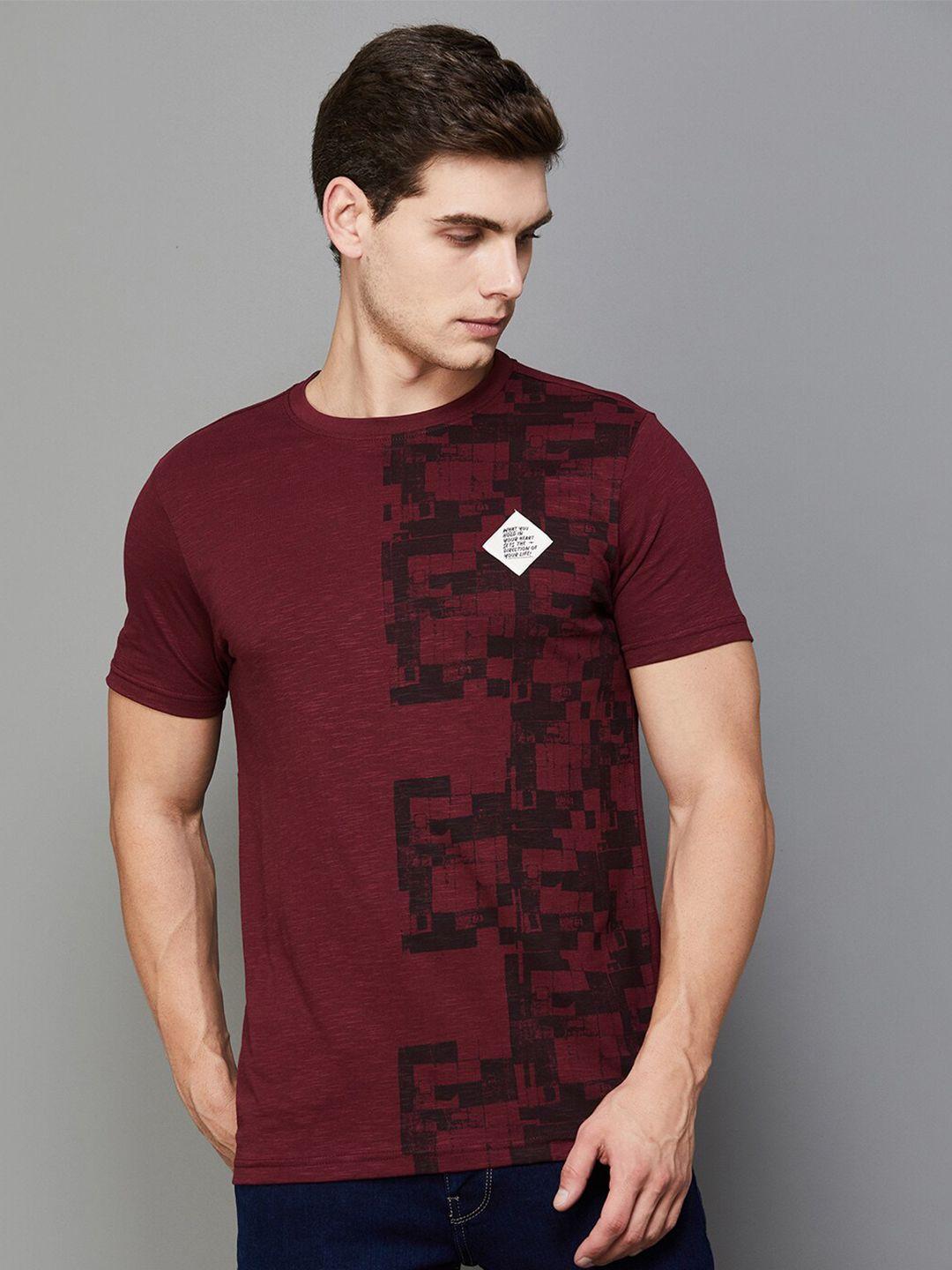 forca abstract printed slim fit cotton t-shirt