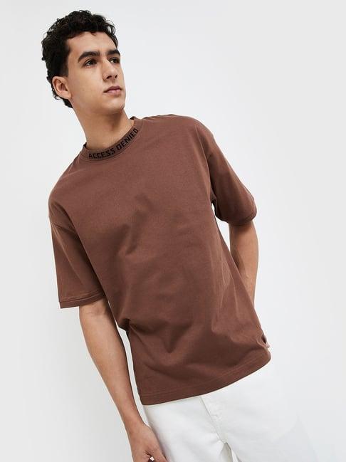 forca brown cotton regular fit t-shirt