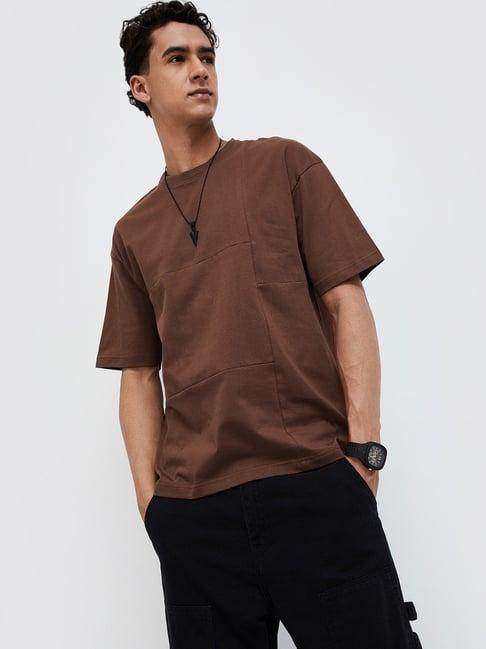 forca brown cotton regular fit t-shirt