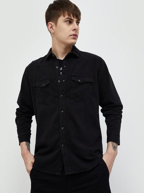 forca by lifestyle black regular fit shirt