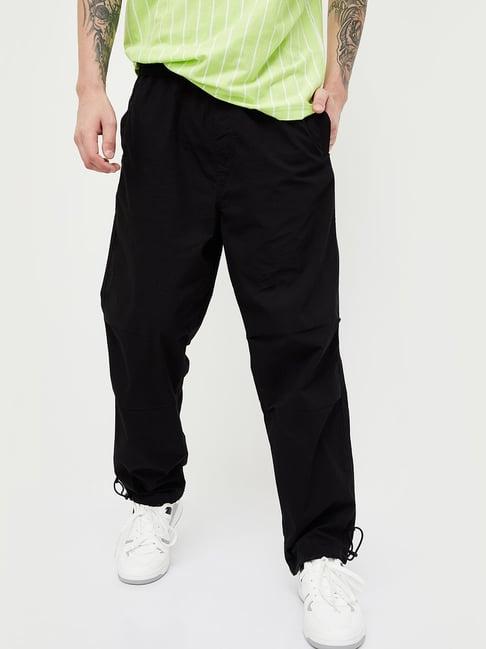 forca by lifestyle black relaxed fit flat front trousers