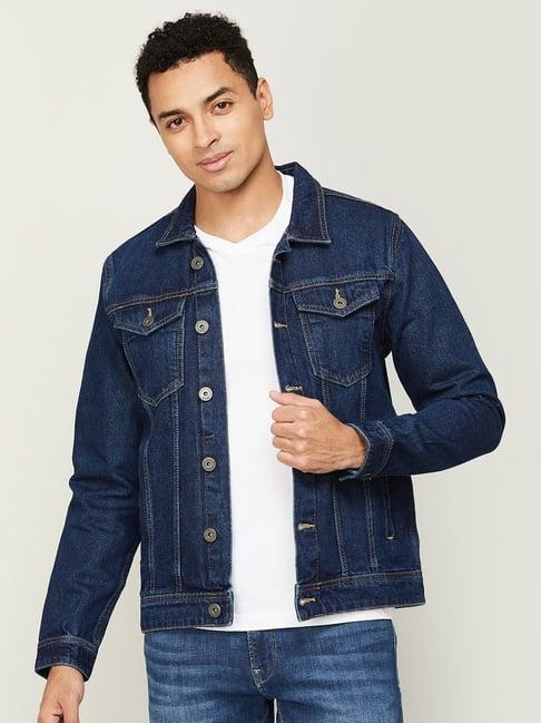 forca by lifestyle blue cotton regular fit denim jacket