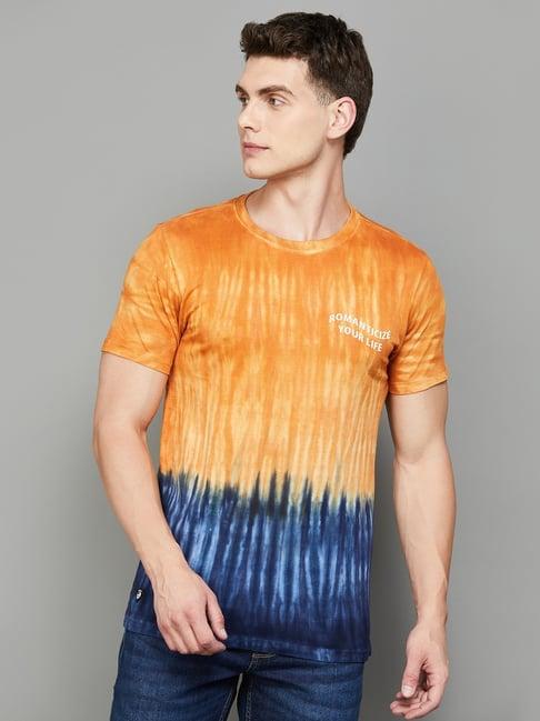 forca by lifestyle orange cotton regular fit ombre t-shirt