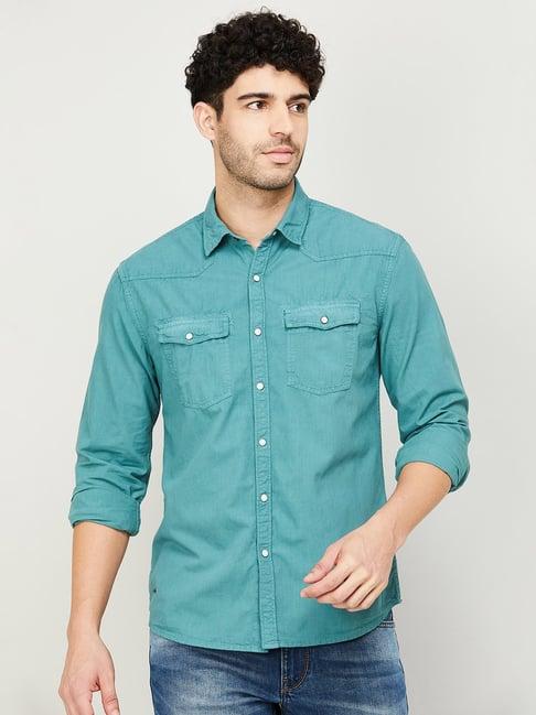 forca by lifestyle turquoise regular fit shirt