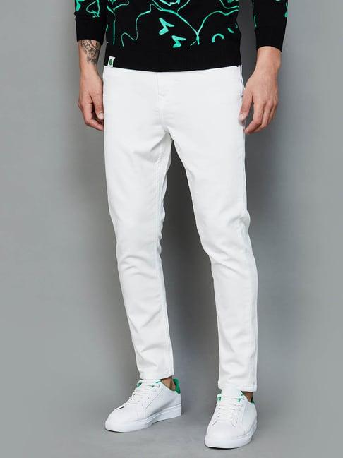 forca by lifestyle white cotton carrot fit jeans