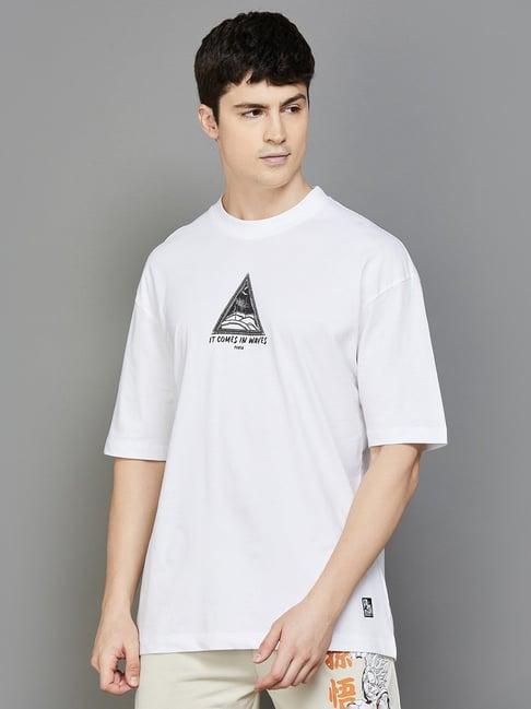 forca by lifestyle white cotton regular fit printed t-shirt