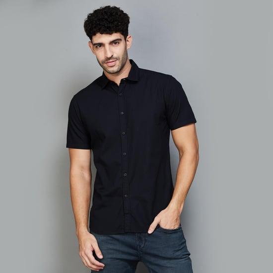 forca men solid regular fit casual shirt