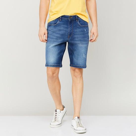 forca men solid regular fit denim shorts