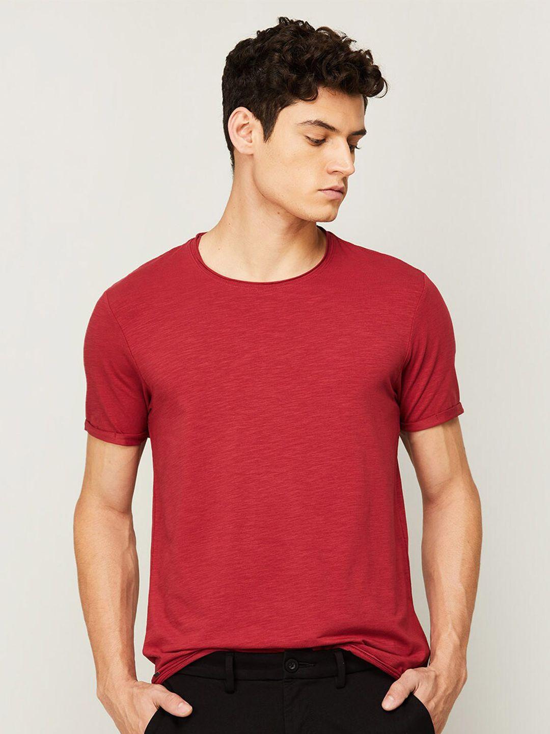 forca men solid round neck cotton t-shirt