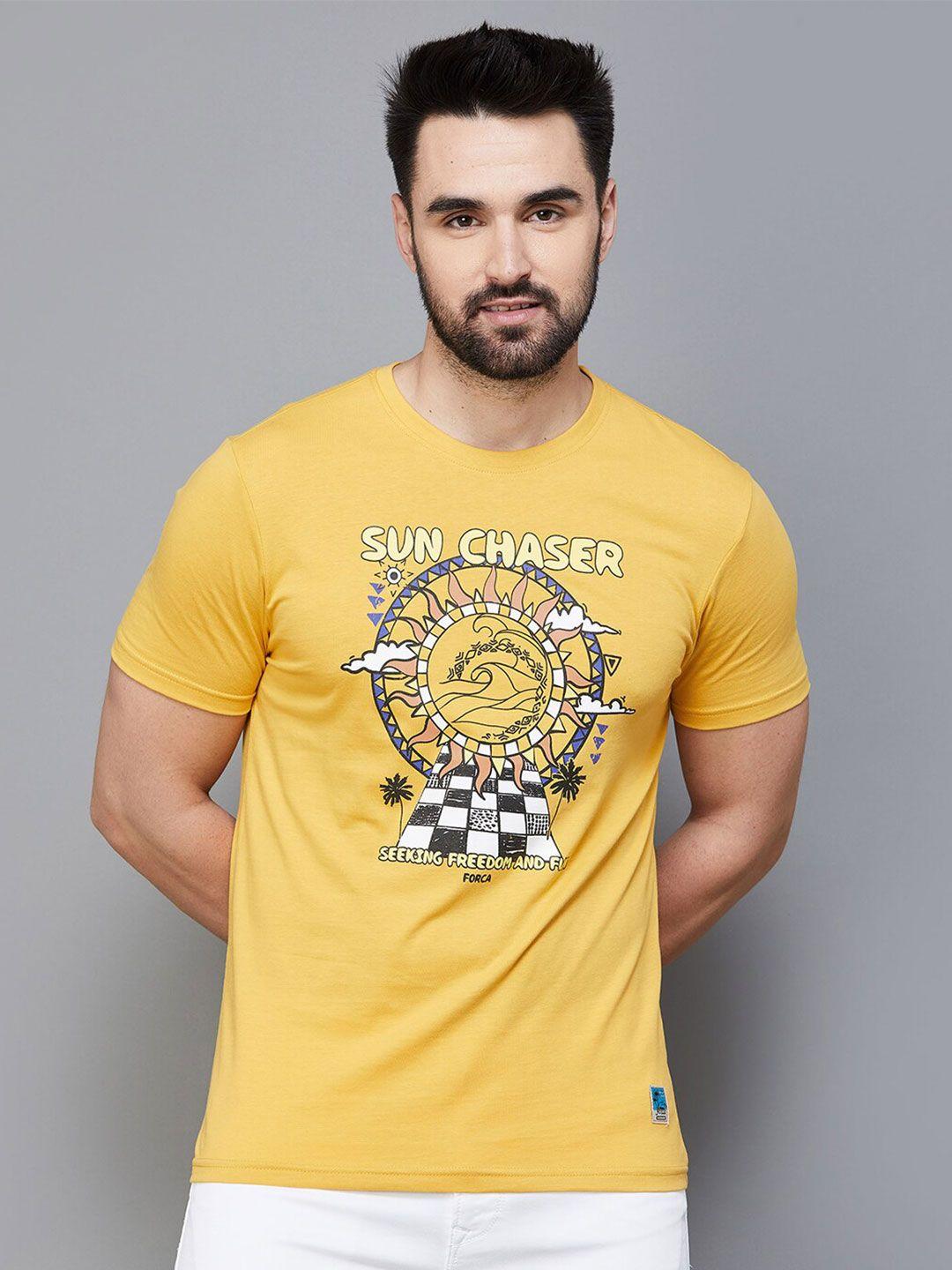 forca men yellow printed t-shirt