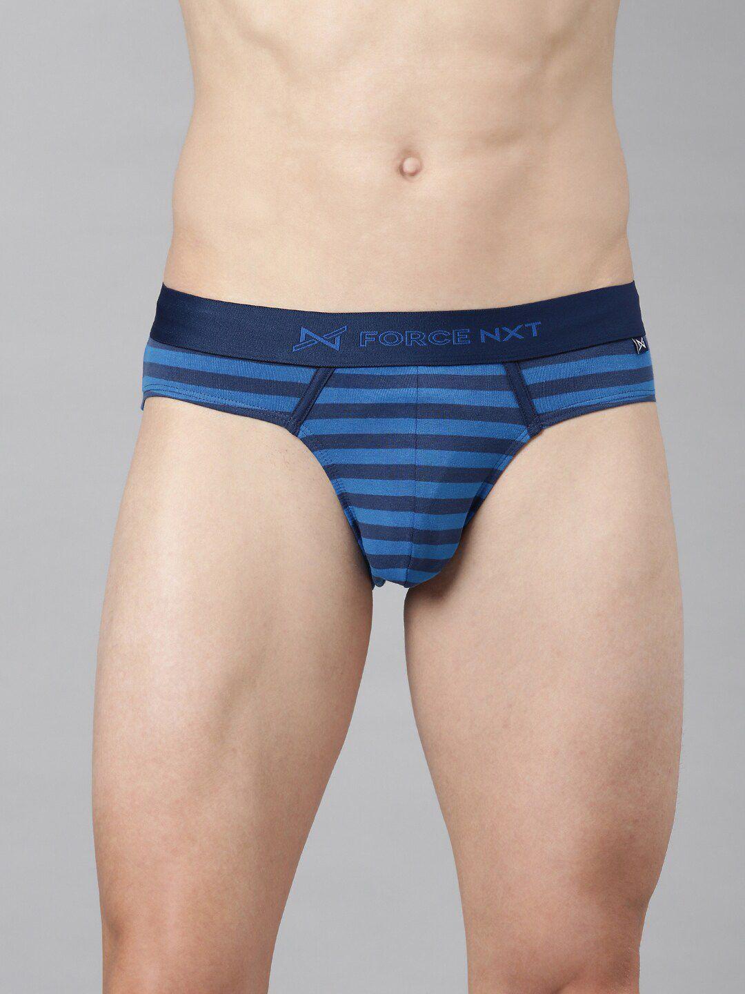 force-nxt-men-blue-striped-printed-basic-brief