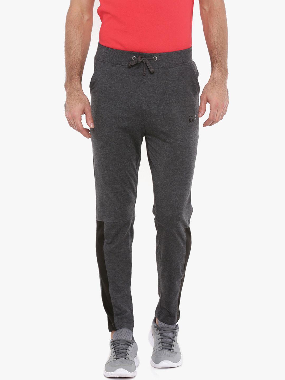 force nxt men charcoal grey solid slim-fit trackpants