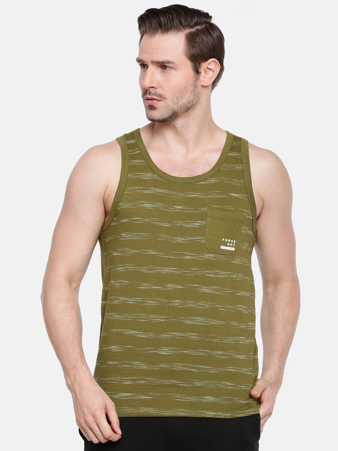 force nxt men olive green striped assorted innerwear vests