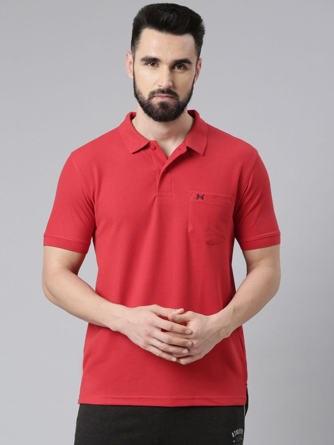 force nxt men red polo collar cotton t-shirt