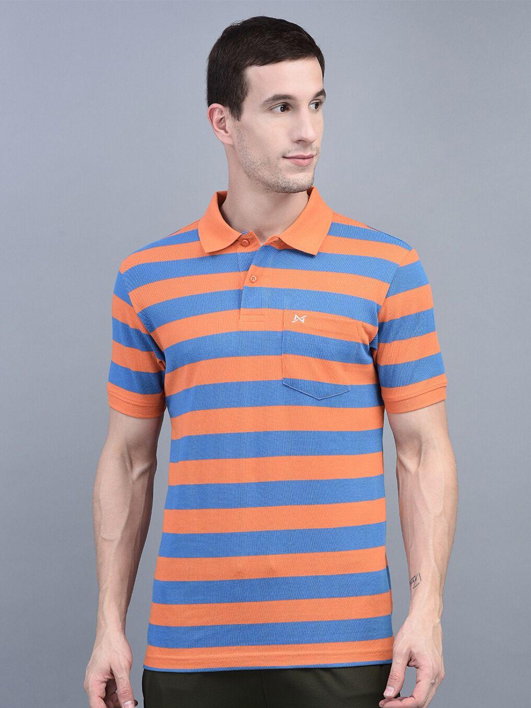 force nxt men striped super combed cotton polo t-shirt