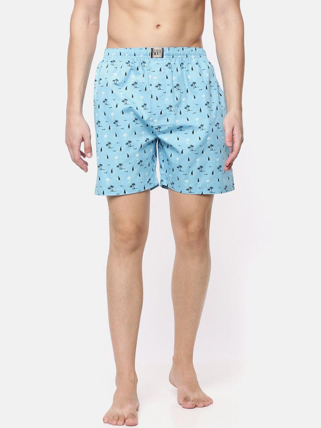 force-nxt-men-turquoise-blue-&-white-printed-pure-cotton-boxers