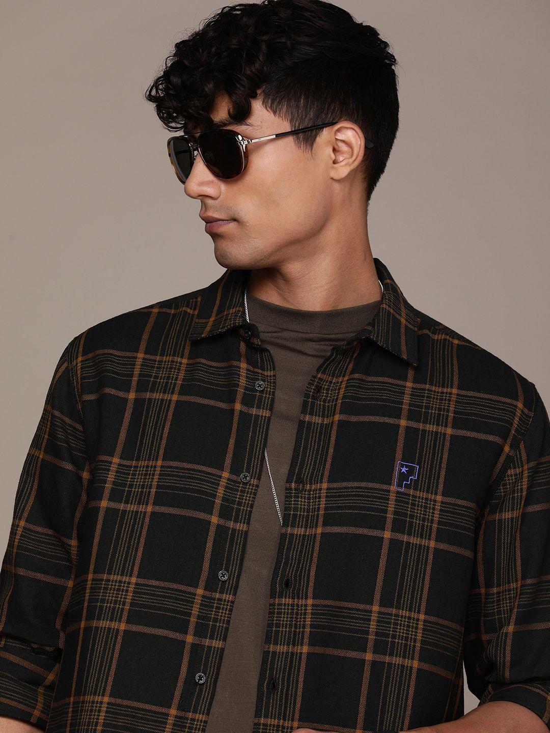 force ix checked pure cotton casual shirt