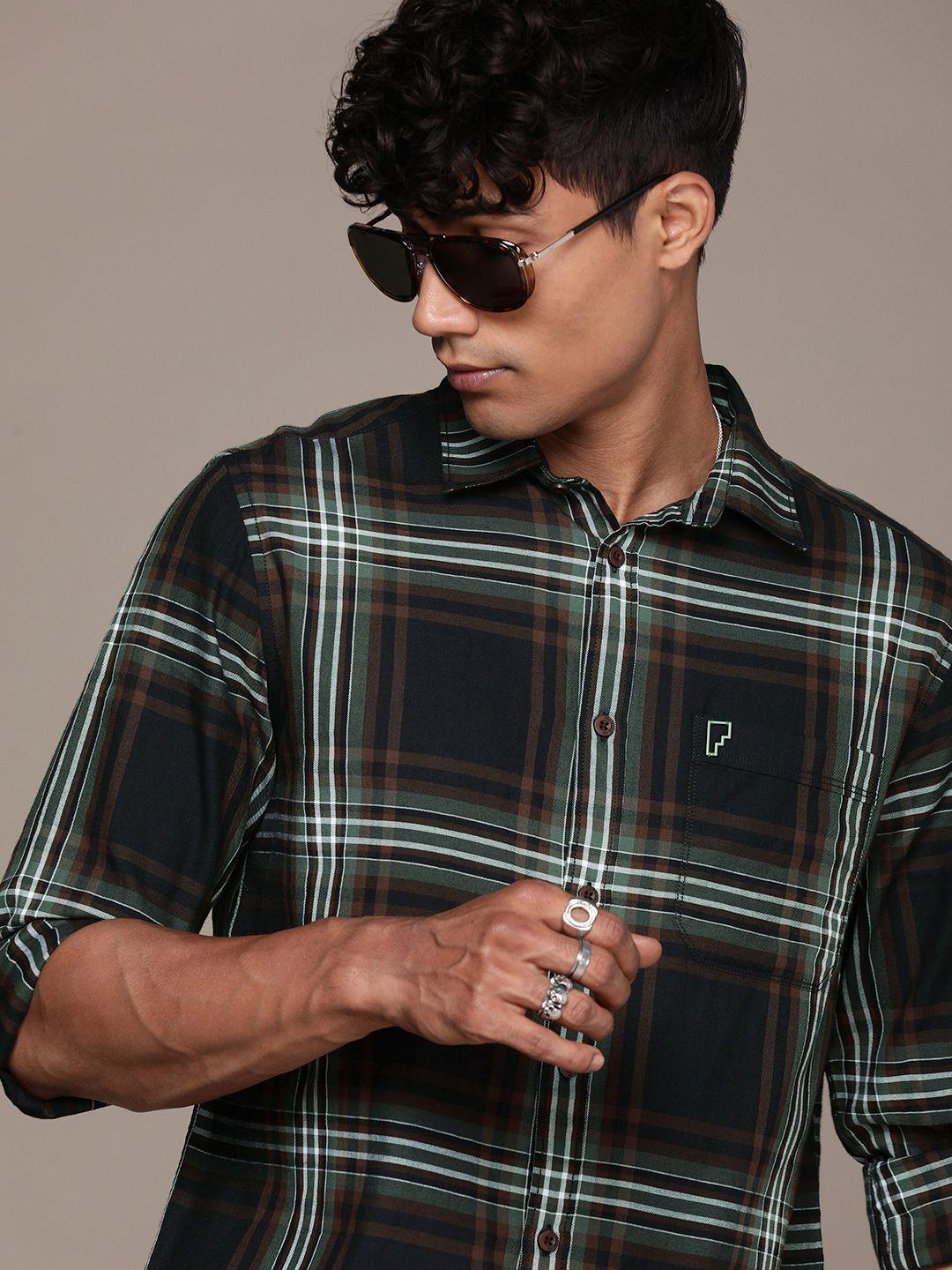 force ix checked pure cotton casual shirt