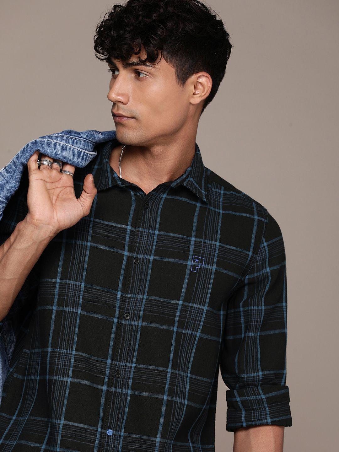 force ix checked pure cotton casual shirt