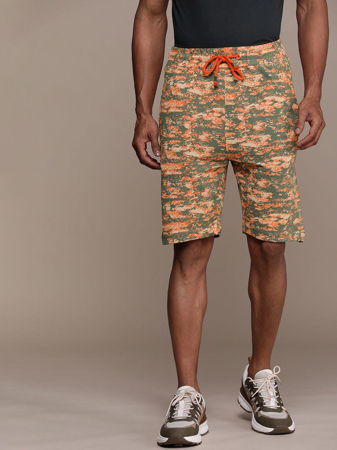 force ix men pure cotton camouflage printed shorts