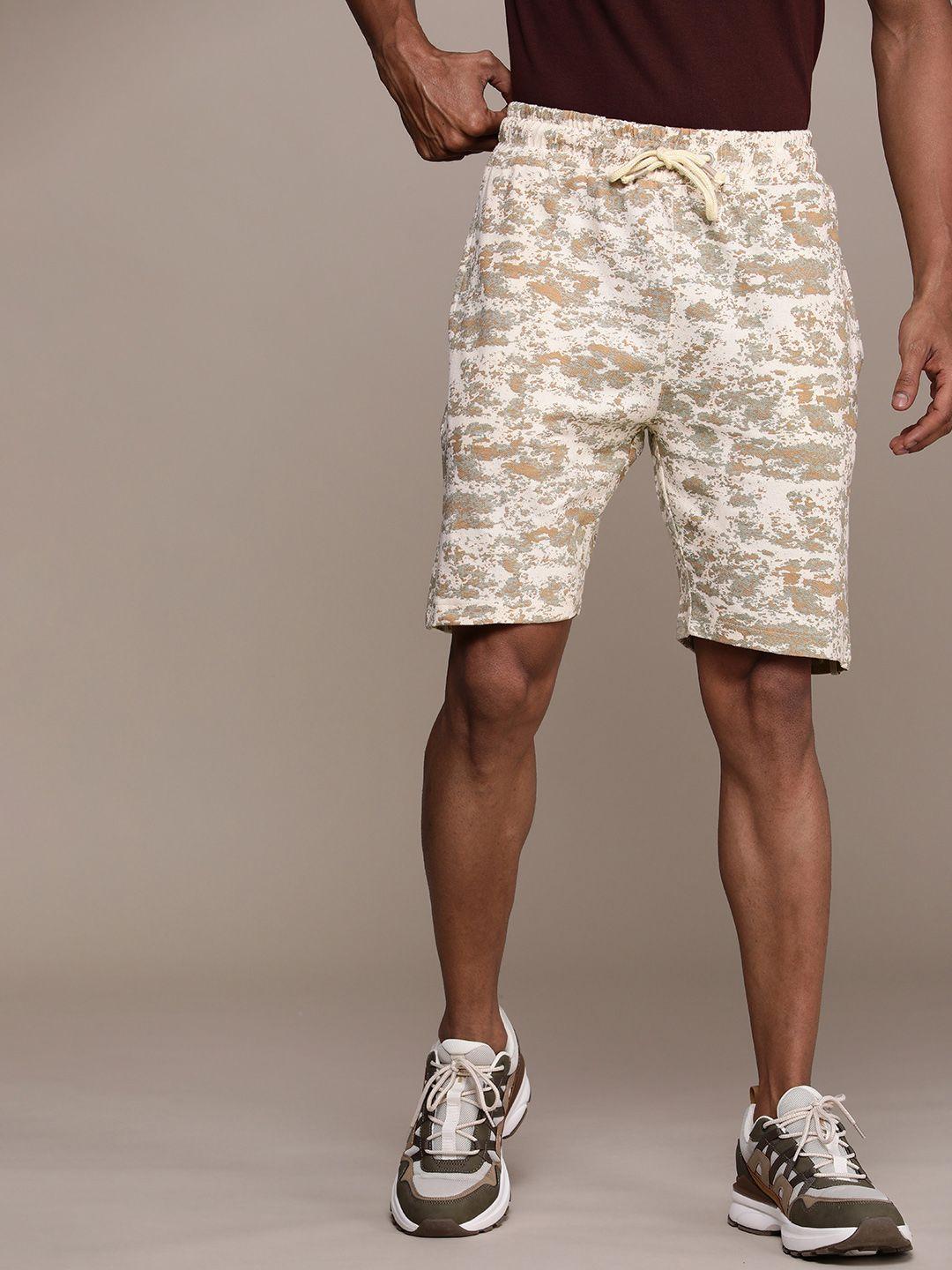 force ix men pure cotton camouflage printed shorts