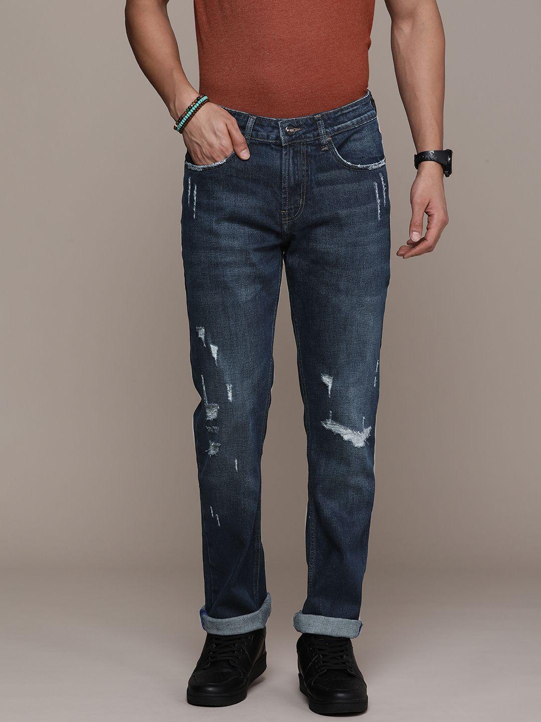 force ix men regular fit mildly distressed light fade stretchable jeans