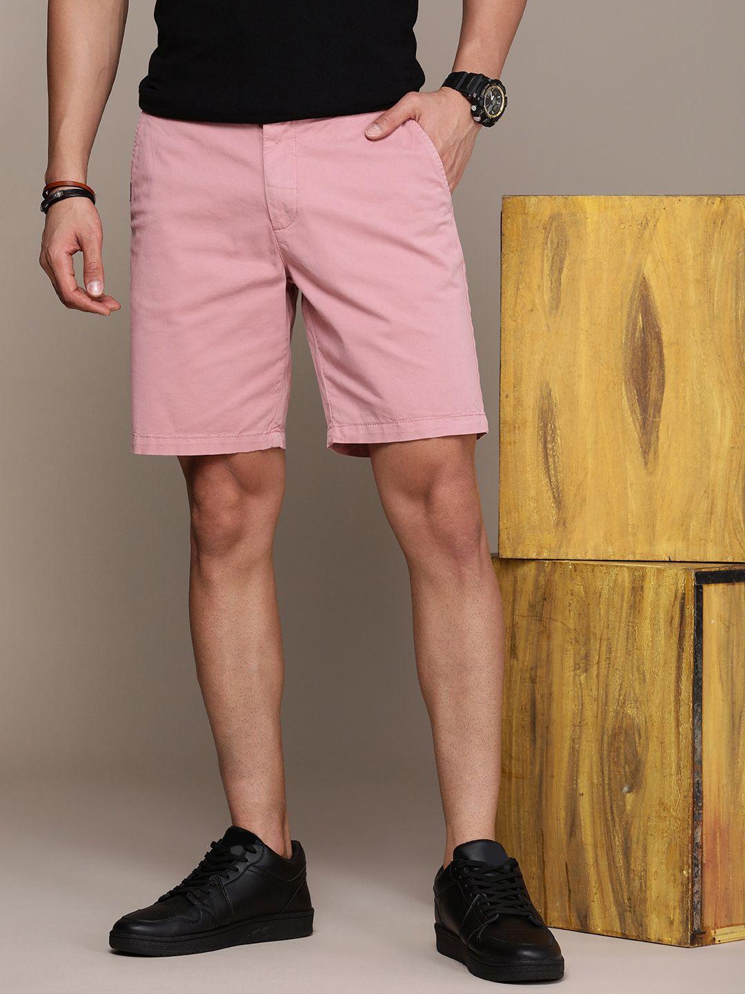 force ix men solid mid-rise chino shorts