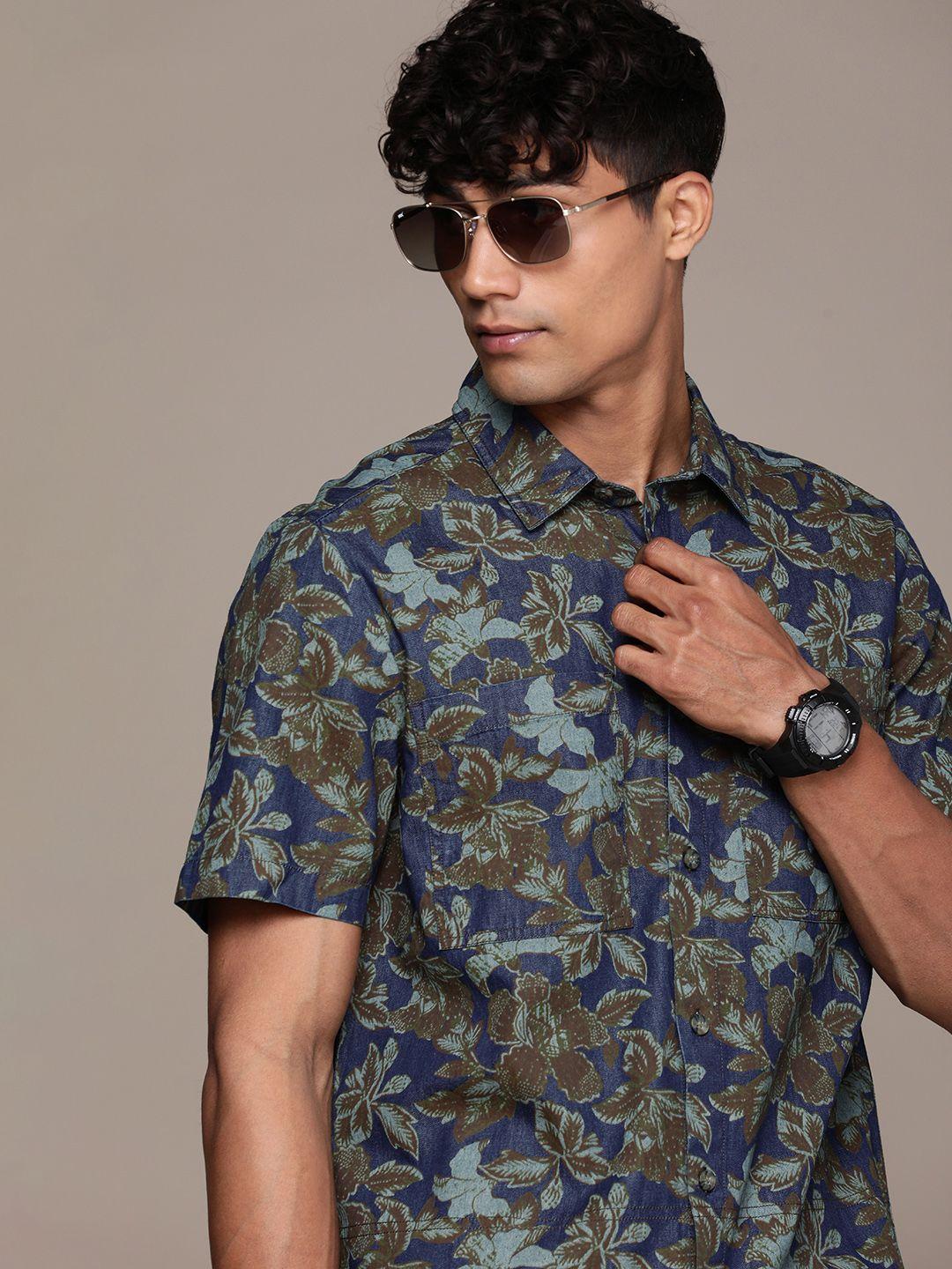 force ix pure cotton floral printed casual shirt