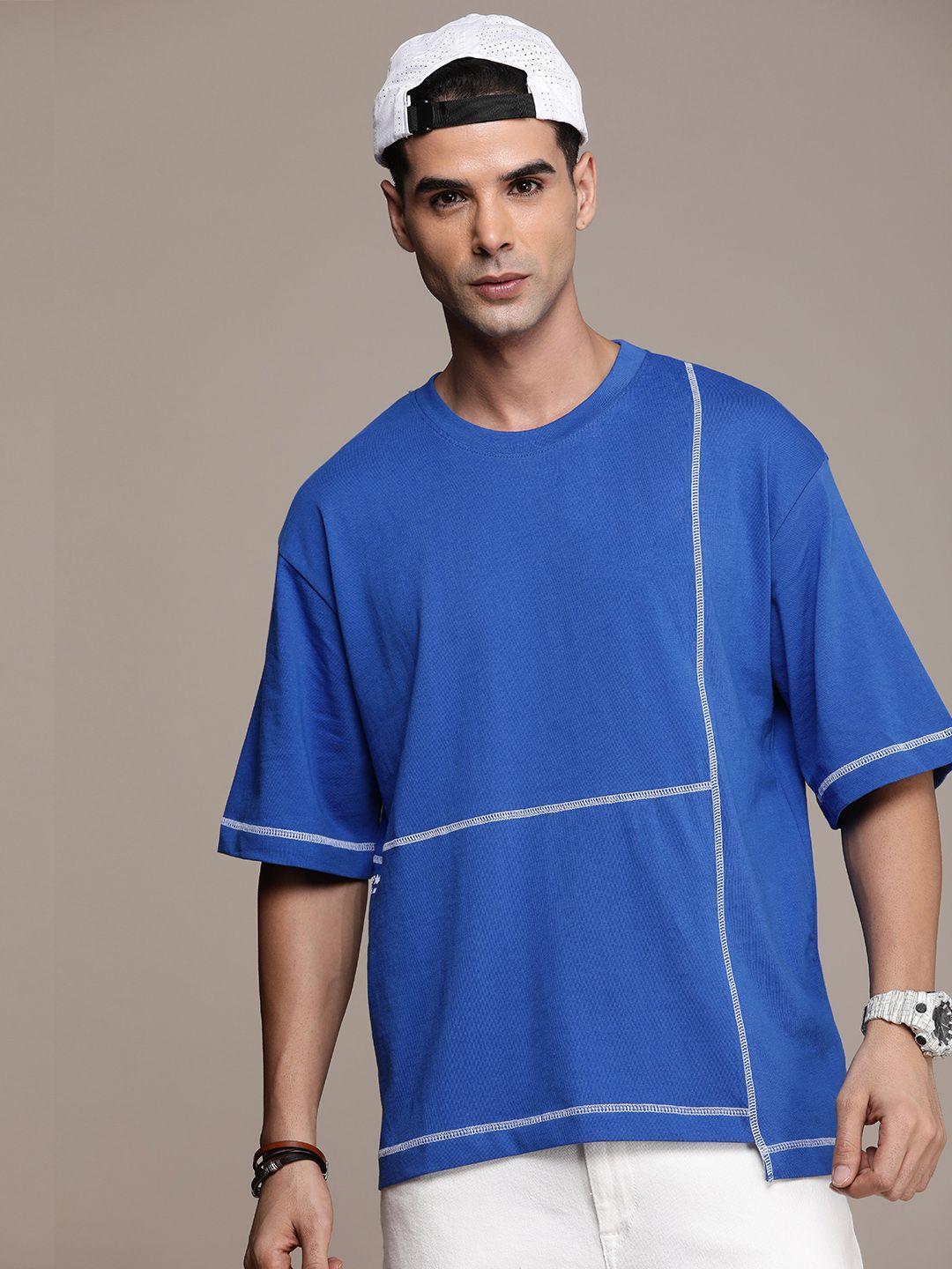 force ix solid drop-shoulder sleeves pure cotton oversized t-shirt
