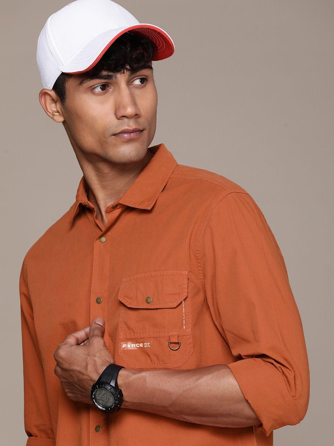 force ix solid slim fit pure cotton casual shirt