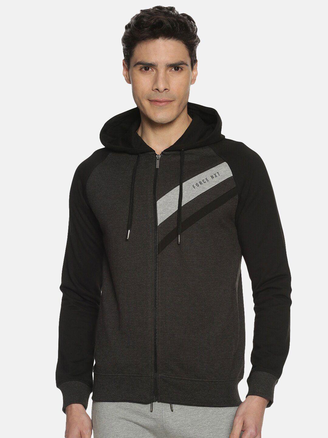 force nxt hooded cotton front-open sweatshirt