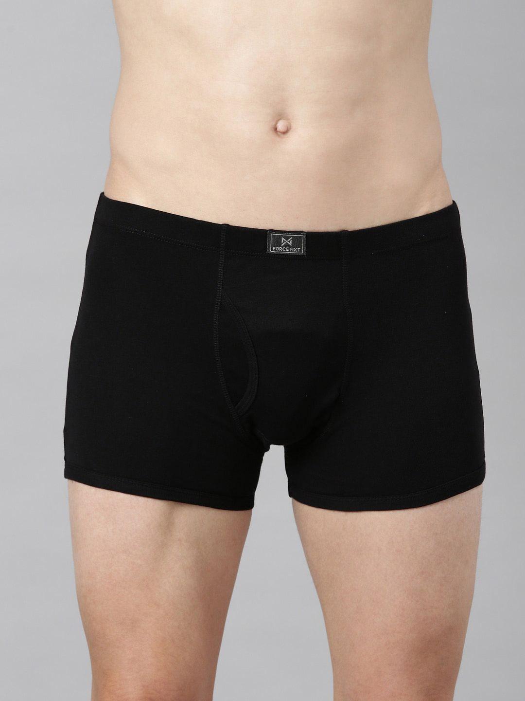 force nxt men assorted solid super combed cotton rib trunk