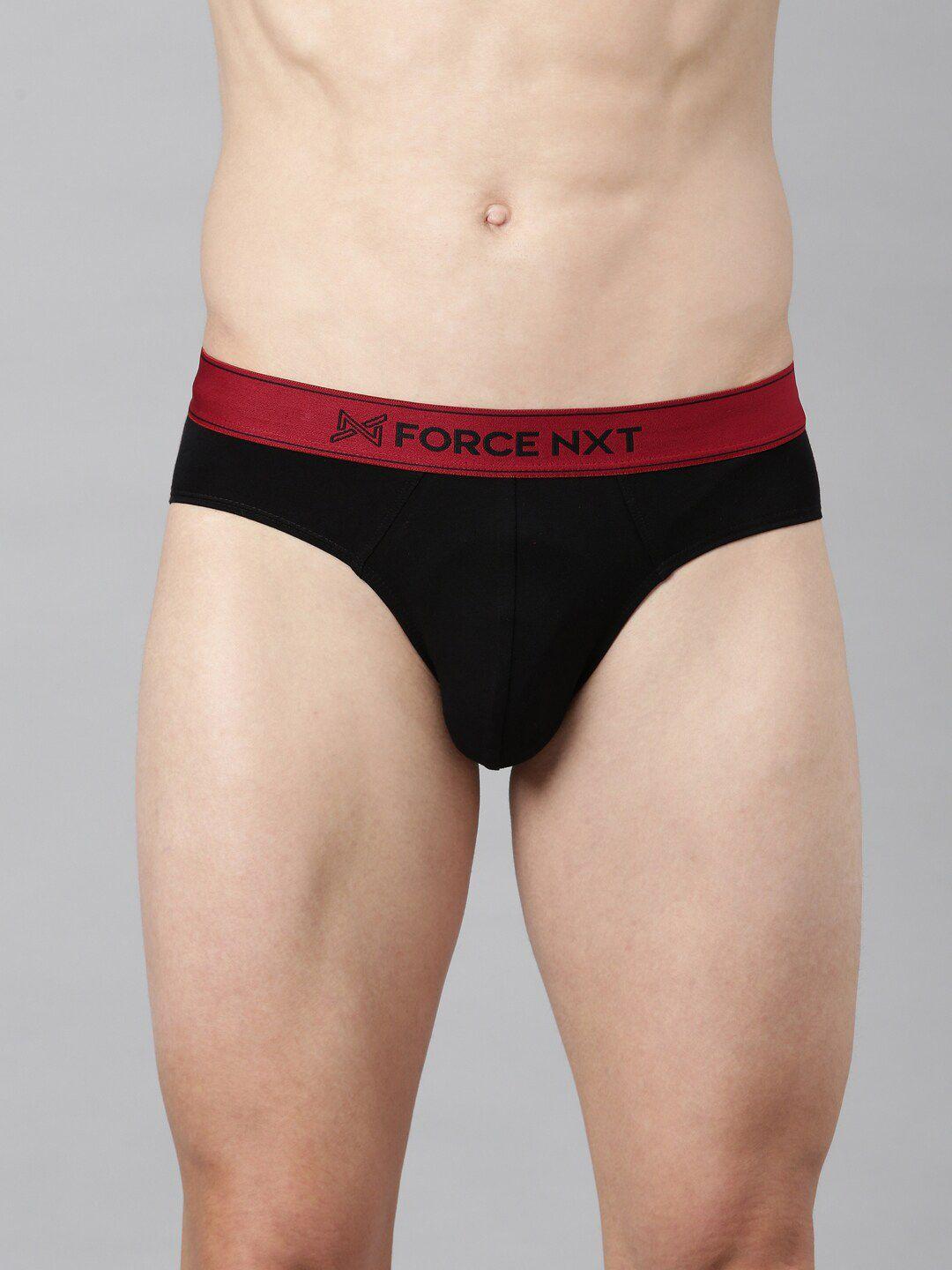 force nxt men black solid basic cotton briefs