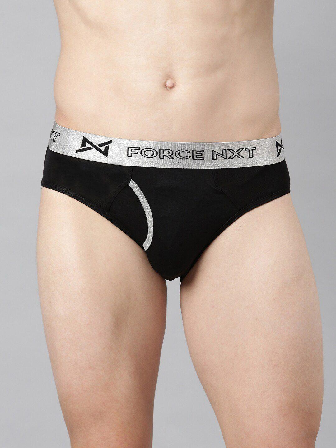 force nxt men black solid basic cotton briefs