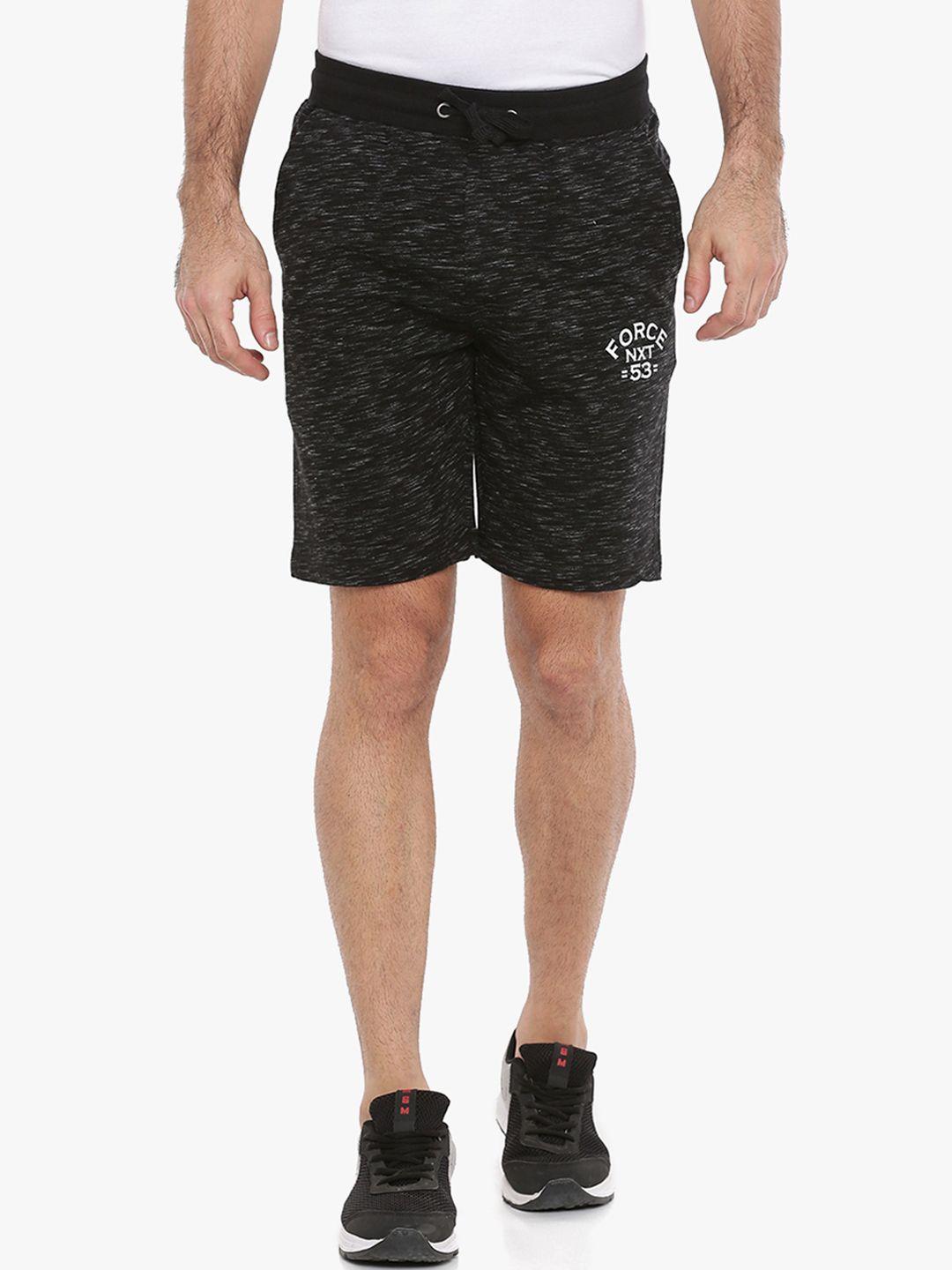 force nxt men black solid regular fit regular shorts