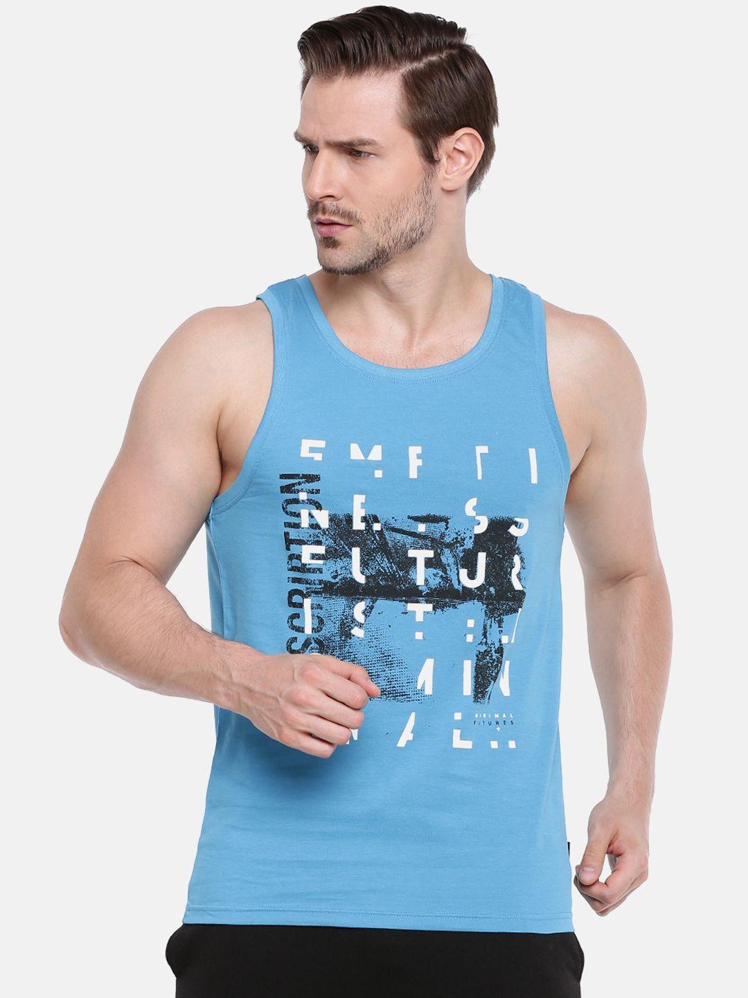 force nxt men blue & white printed innerwear vest