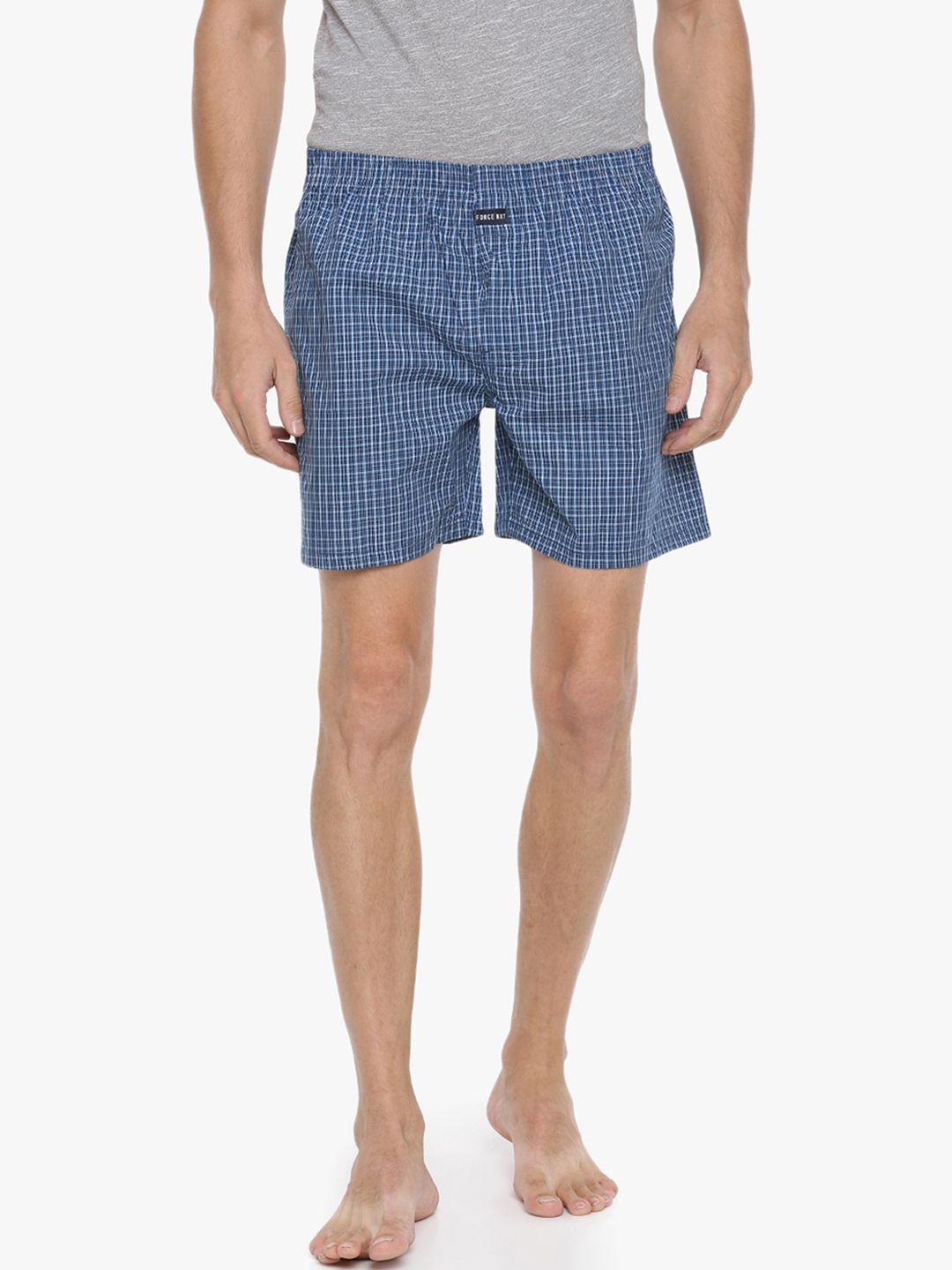 force nxt men blue checked assorted pure cotton boxers mnal-582
