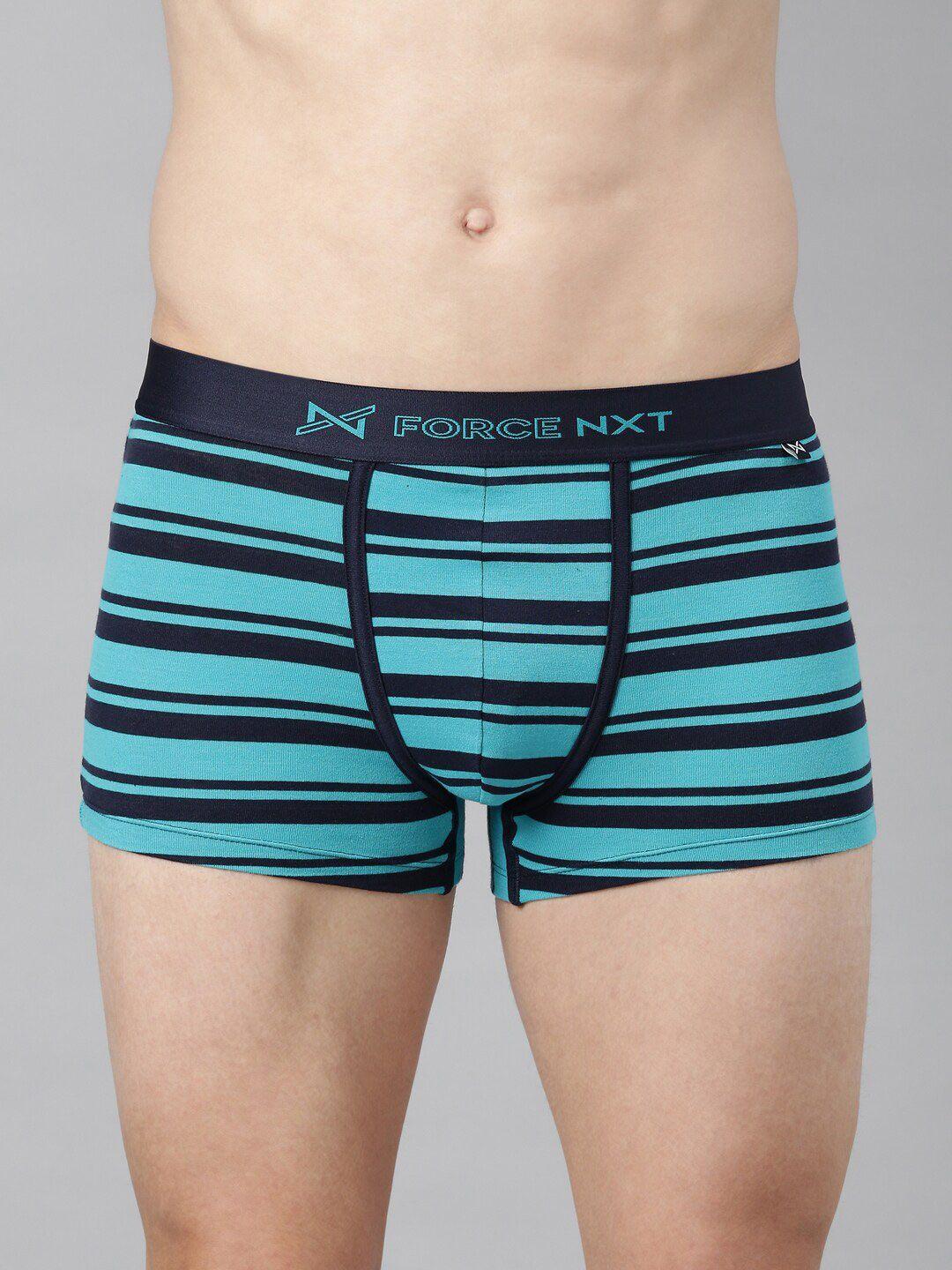 force nxt men blue striped super combed cotton premium trunk