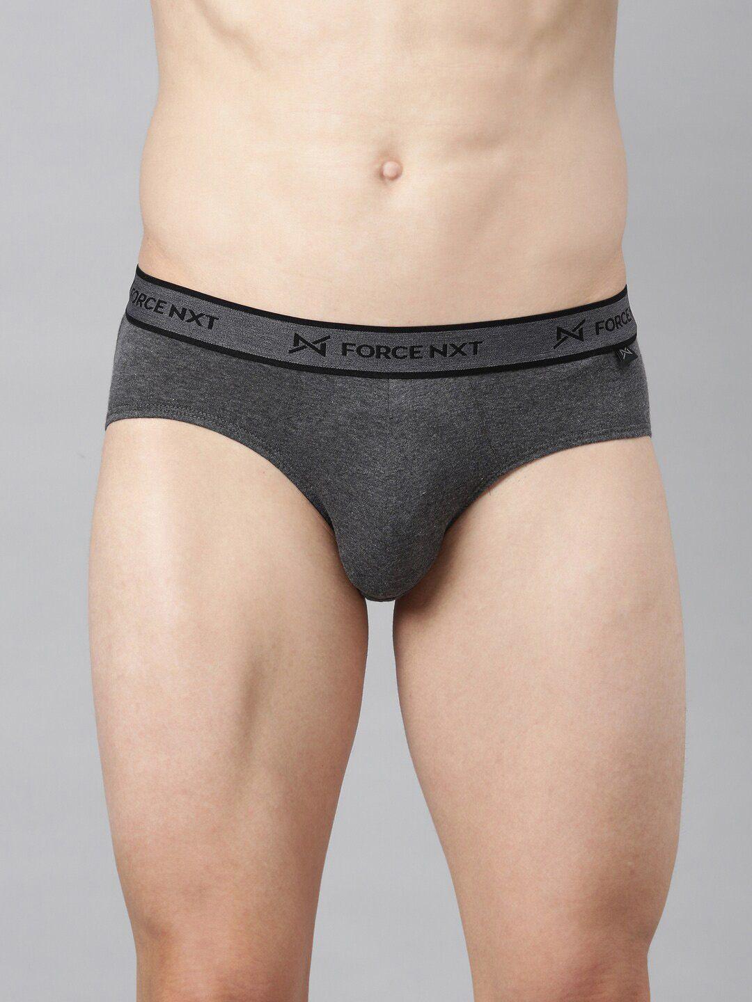 force nxt men charcoal  solid basic briefs